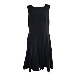 Calvin Klein Dress Womens Size 16W Solid Black Pleated A Line Minimalist Career